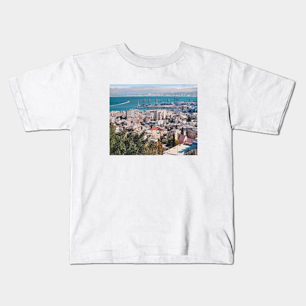 Israel, Haifa. Cityscape Kids T-Shirt by UltraQuirky